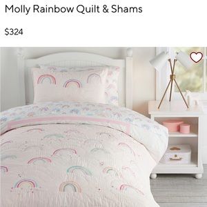 Pottery Barn Rainbow queen size quilt and two euro shams